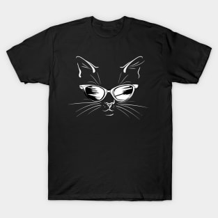 Funny Cat Face With Funky Glasses T-Shirt